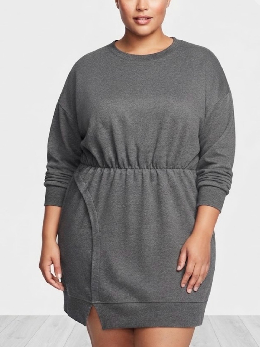 ELOQUII Plus-Size Heather Gray Pullover Dress